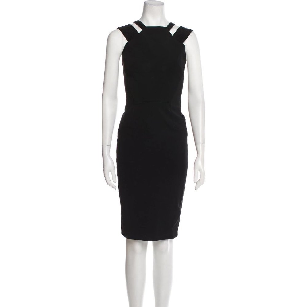 🌟SOLD🌟 Victoria Beckham Black Square Neckline Knee-Length Sheath Dress XS